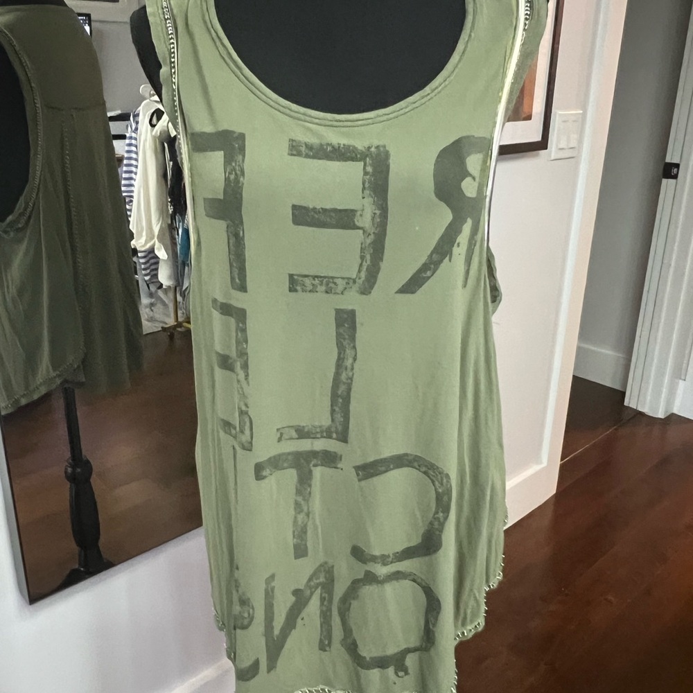 We The Free Green Graphic Sleeveless Tank Top